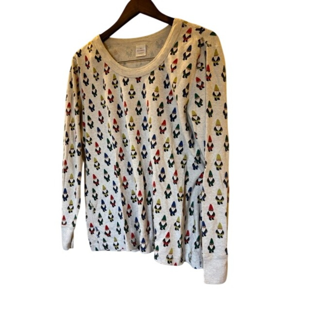 Hanna Andersson XXL Gnome Print Organic Cotton Pajama Top Oatmeal Heather